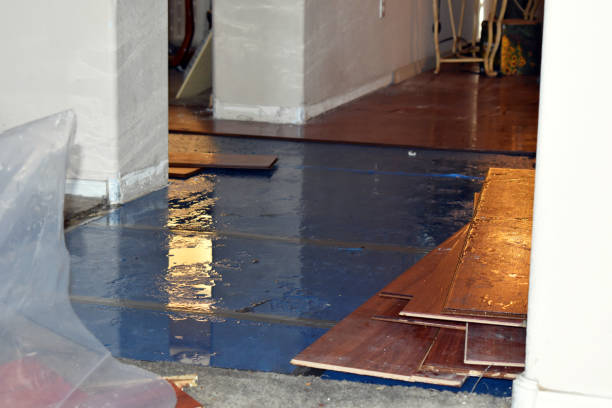 Professional Flood Damage Restoration technician working in Newark, NY